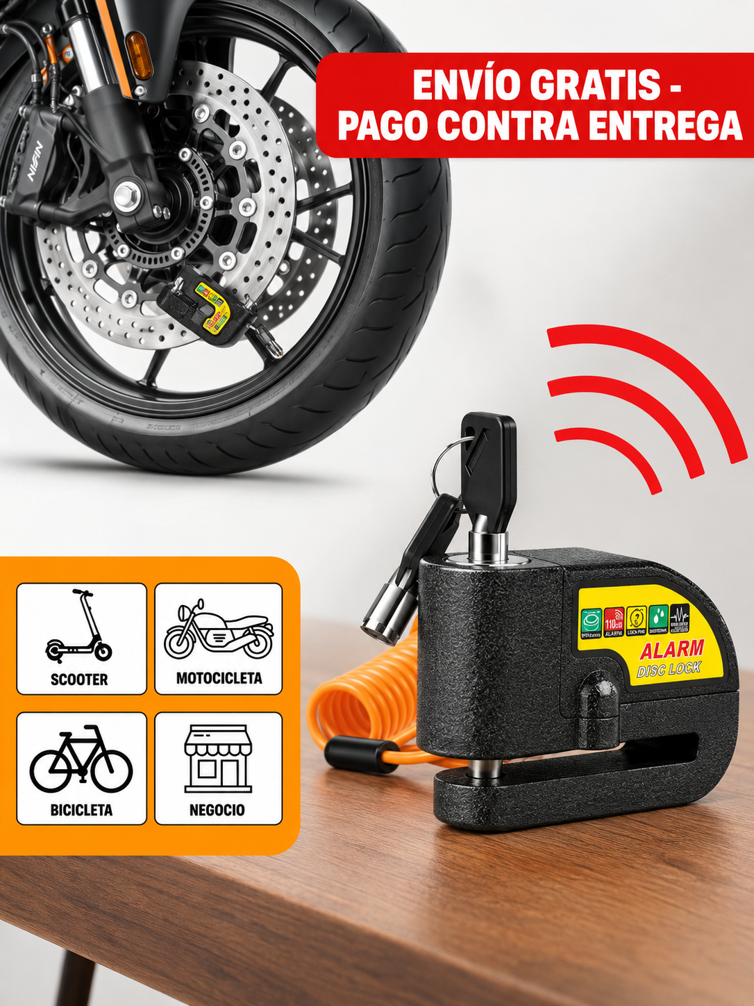 🚨Candado De Disco Con Alarma🚨