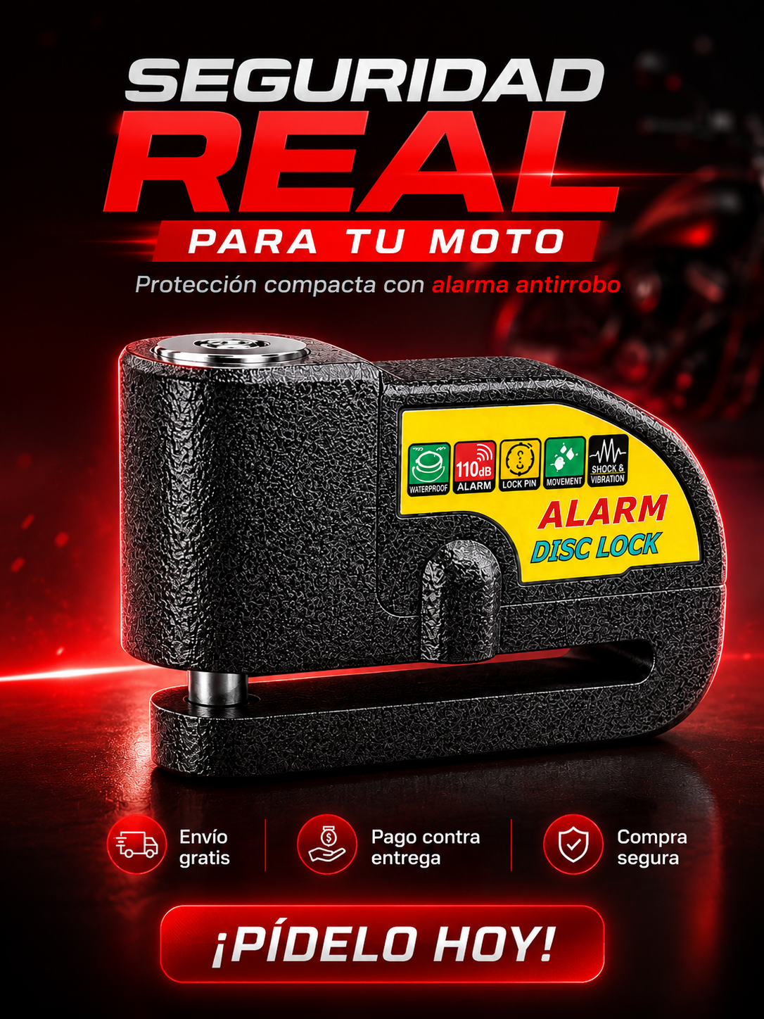 🚨Candado De Disco Con Alarma🚨